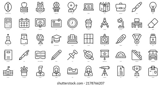Set of thin line back to school Icons. Vector illustration