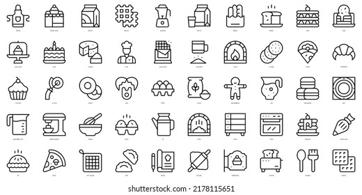 Set of thin line bakery Icons. Vector illustration