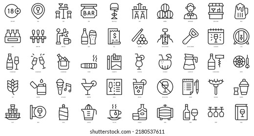 Set of thin line bar Icons. Vector illustration
