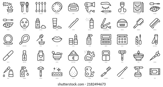 Set of thin line beauty Icons. Vector illustration