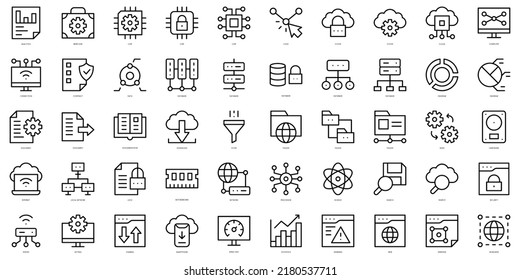 Set of thin line big data Icons. Vector illustration