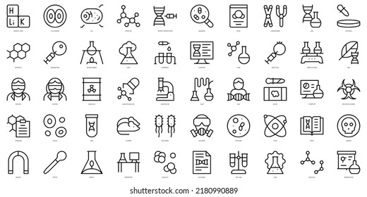 Set of thin line biochemistry Icons. Vector illustration