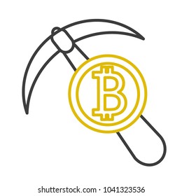 Set thin line black-gold Bitcoin style. Money, phone, pickaxe, charity, wallet, and more for the currency.