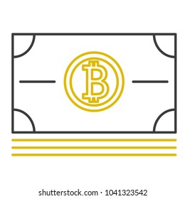 Set thin line black-gold Bitcoin style. Money, phone, pickaxe, charity, wallet, and more for the currency.