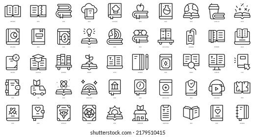 Set of thin line books Icons. Vector illustration