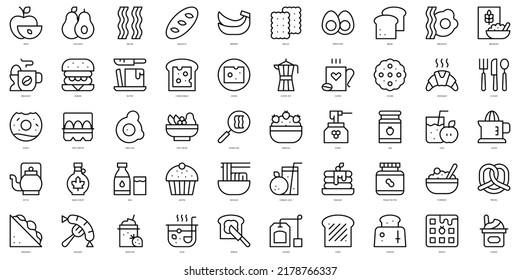Set of thin line breakfast Icons. Vector illustration
