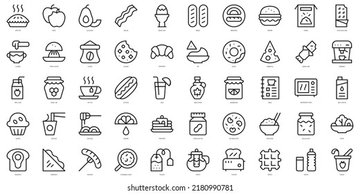 Set of thin line breakfast Icons. Vector illustration
