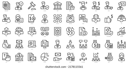 Set of thin line broker Icons. Vector illustration