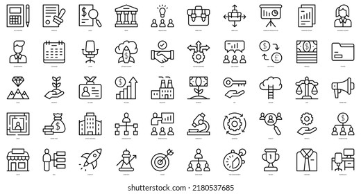 Set of thin line business Icons. Vector illustration