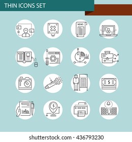 Set of thin line business icons