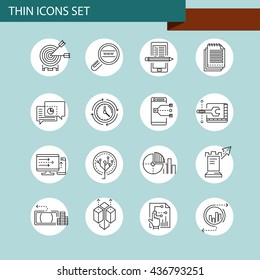 Set of thin line business icons