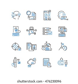 Set of thin line business icons