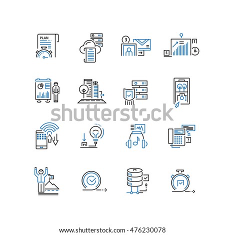 Set of thin line business icons