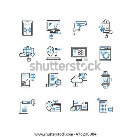 Set of thin line business icons