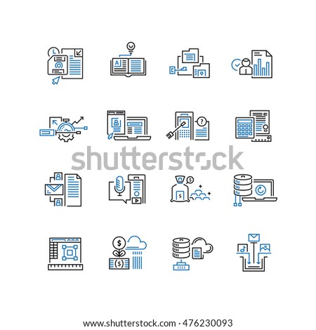 Set of thin line business icons