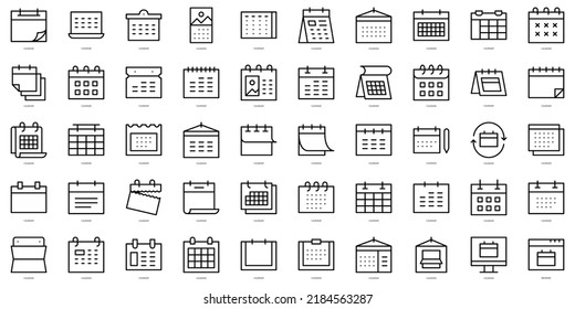 Set of thin line calendar Icons. Vector illustration