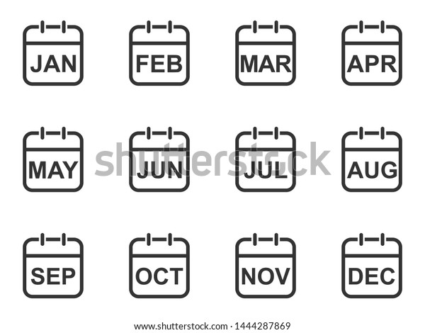 Set Thin Line Calendar Icons Depicting Stock Vector Royalty Free 