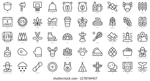 Set of thin line canada Icons. Vector illustration