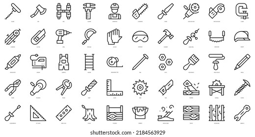 Set of thin line carpentry Icons. Vector illustration