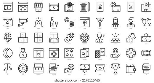 Set von dünnen Linie Casino-Symbole. Vektorgrafik
