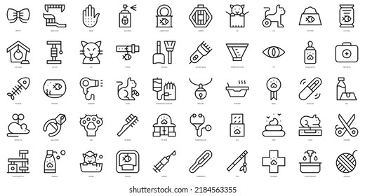 Set of thin line cats Icons. Vector illustration