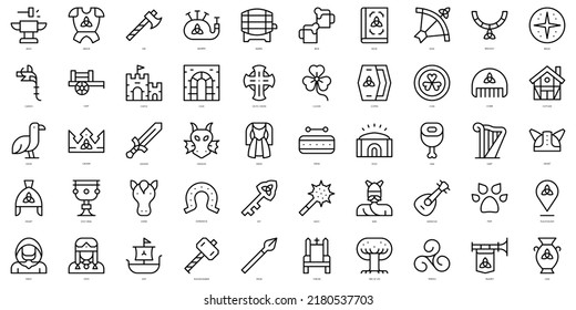 Set of thin line celtic Icons. Vector illustration
