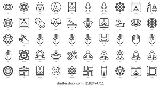 Set of thin line chakras Icons. Vector illustration