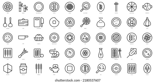 Set of thin line chinese food Icons. Vector illustration