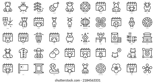 Set of thin line chinese zodiac Icons. Vector illustration