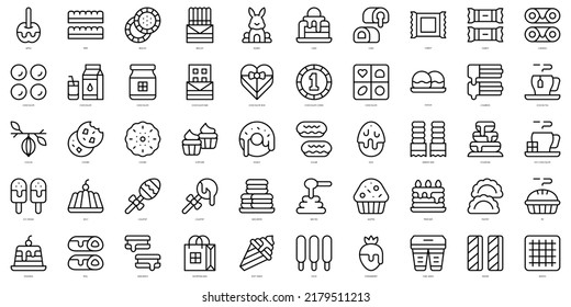 Set of thin line chocolate Icons. Vector illustration