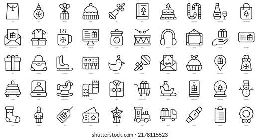 Juego de florituras de navidad regalos Iconos. Ilustración del vector