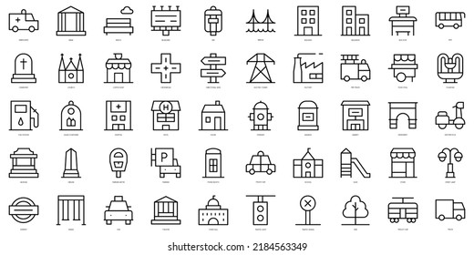 Set of thin line city Icons. Vector illustration