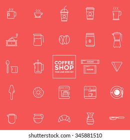 Set of thin line coffee icons for web design vector