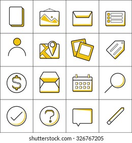 Set of Thin Line Colored Icons for Web and Mobile