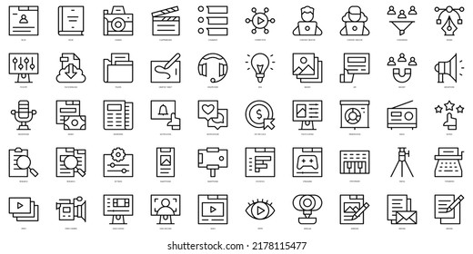 Set of thin line content creator Icons. Vector illustration