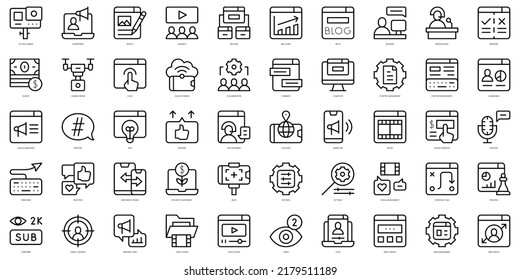 Set of thin line content creator Icons. Vector illustration