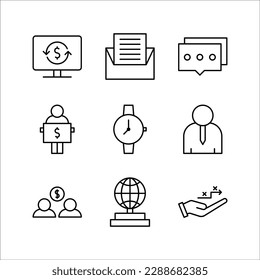 Set of thin line corporate governance icons, Vector illustration, on a white background.