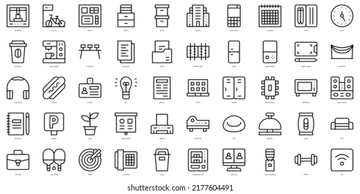 Set of thin line coworking space Icons. Vector illustration