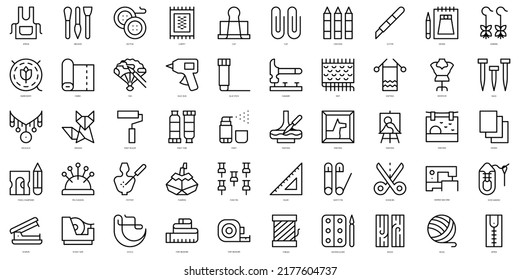 Set of thin line crafting Icons. Vector illustration