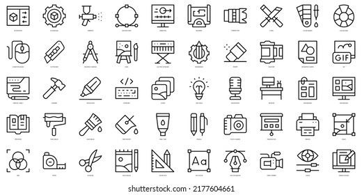 Set of thin line creative tools Icons. Vector illustration