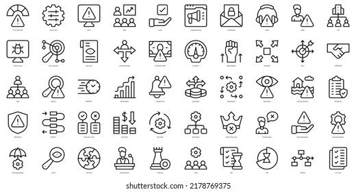 Set of thin line crisis management Icons. Vector illustration