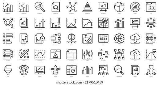 Set of thin line data analytics Icons. Vector illustration