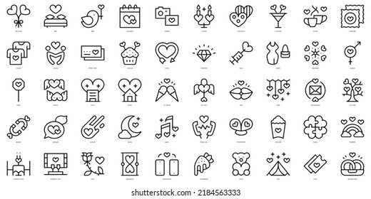 Set of thin line date night Icons. Vector illustration - Shutterstock ID 2184563333