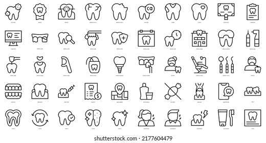 Set of thin line dentist Icons. Vector illustration