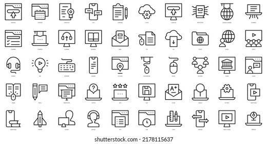 Set of thin line digital learning Icons. Vector illustration