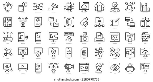 Set of thin line digital services Icons. Vector illustration