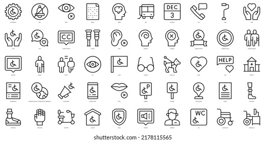 Set of thin line disabilities Icons. Vector illustration