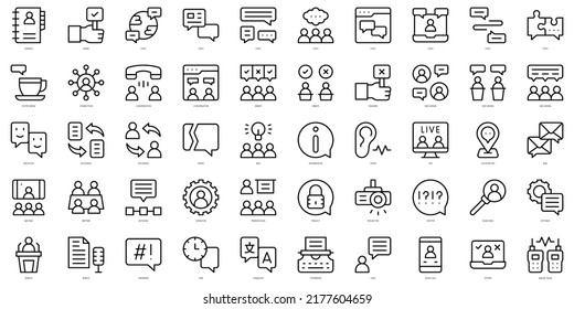 Set of thin line discussion Icons. Vector illustration