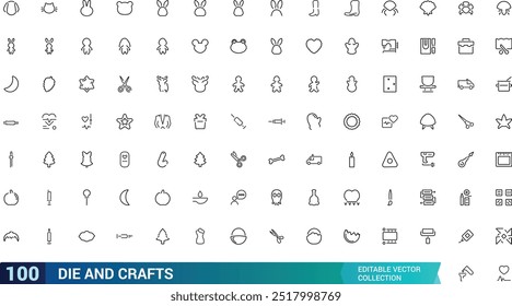 Set of thin line diy and crafts Icons collections. Thin Line art icon with editable formate, Linear icon collection. Thin line editable stroke sign.  Vector illustration