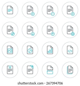 Set of Thin Line Document Icons. Vector Illustration